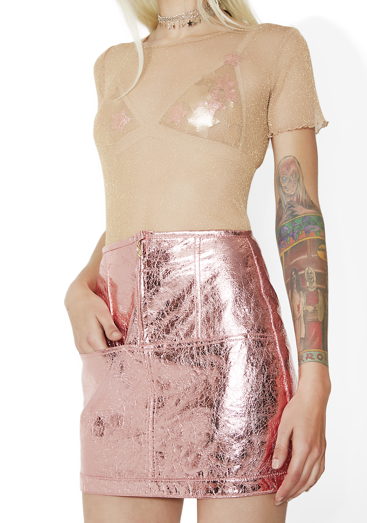 for love and lemons metallic skirt