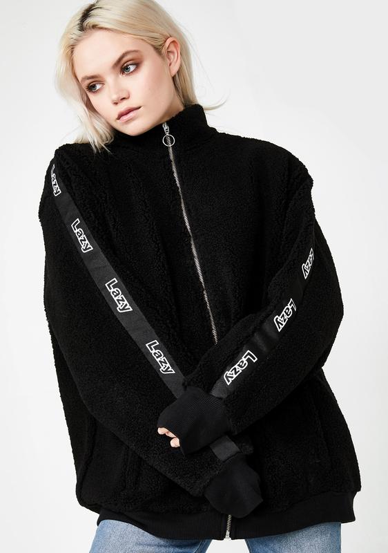 lazy oaf forest green zip up fleece