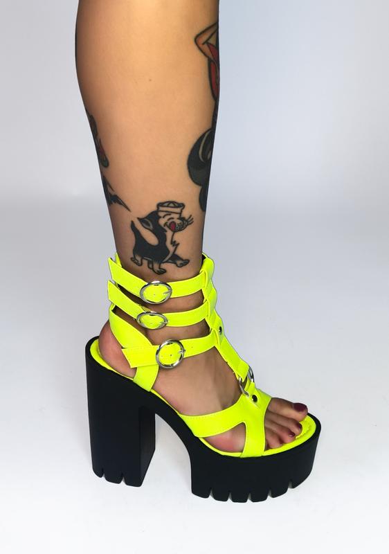 neon green platform heels