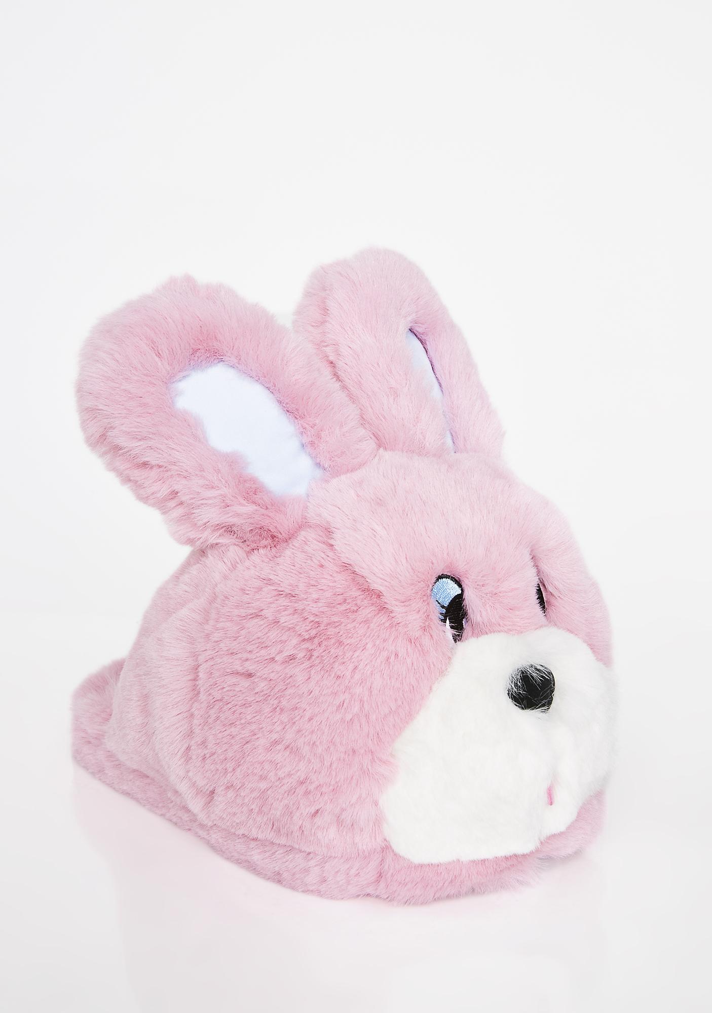 pink fluffy bunny slippers