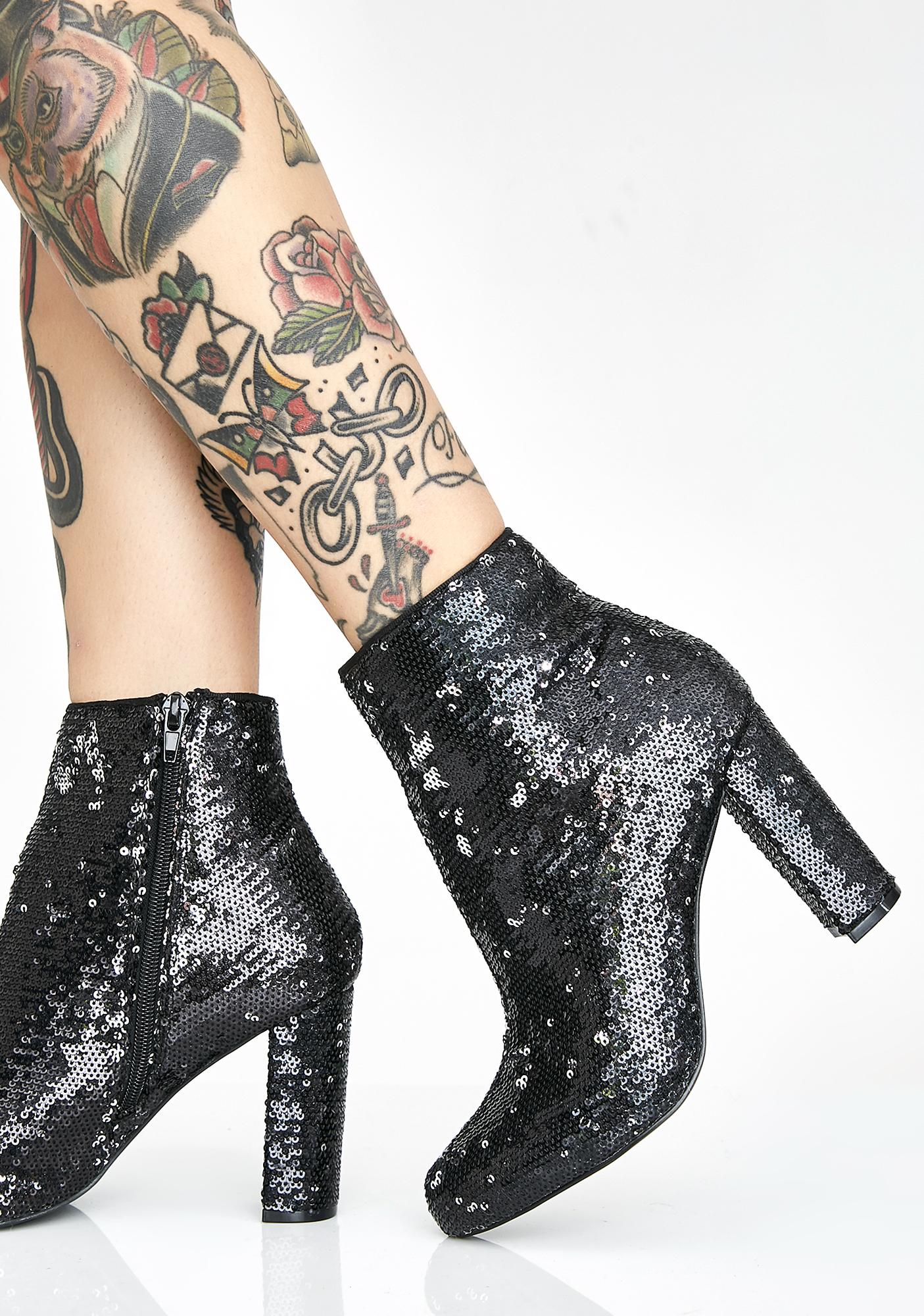 sequin bootie heels