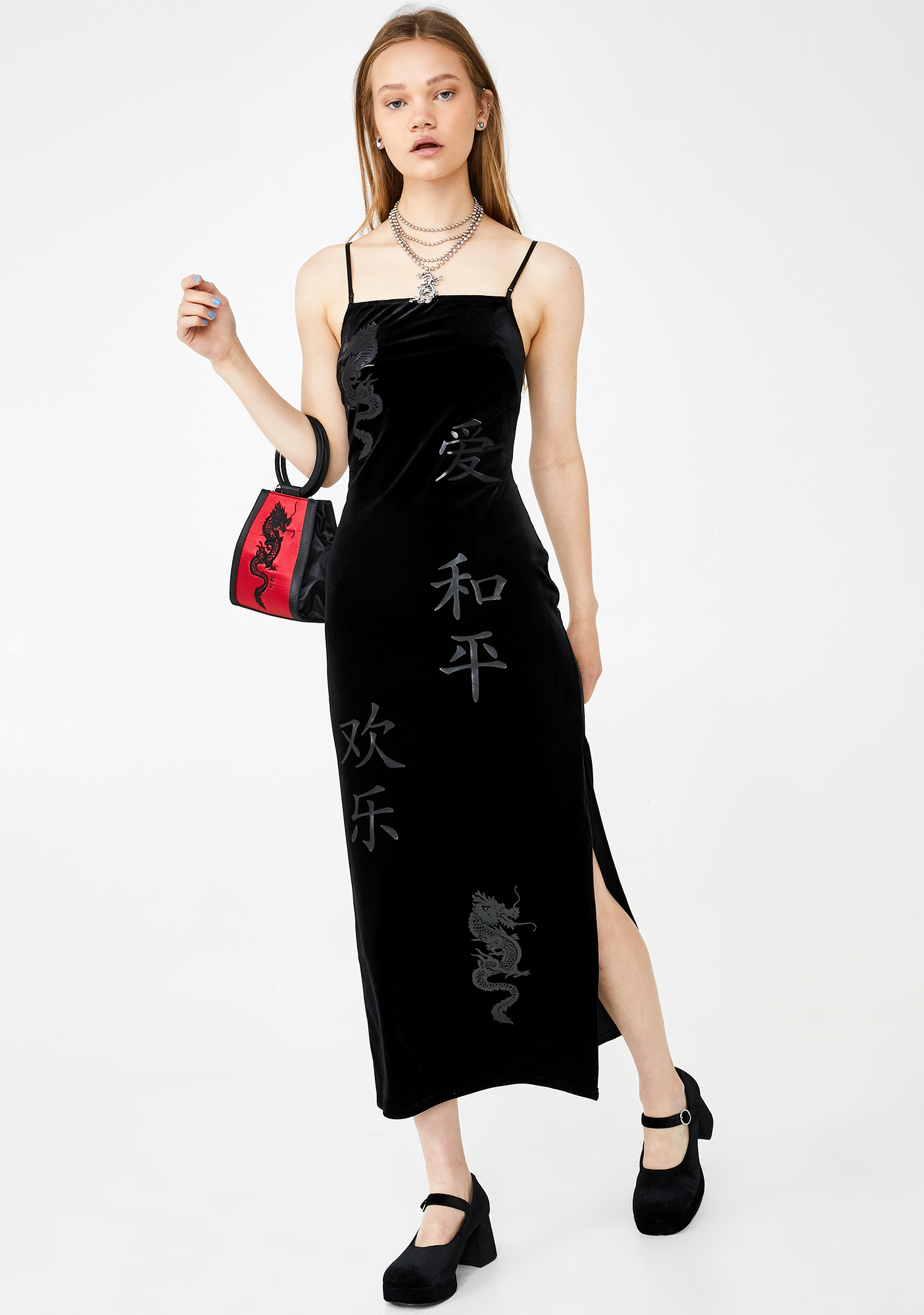 Delia's Velvet Printed Maxi Dress Dolls Kill