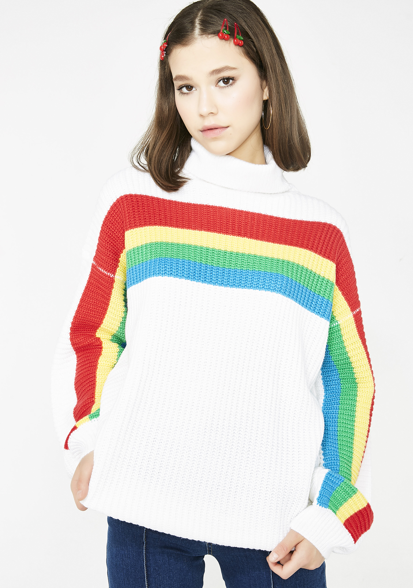 white rainbow sweater