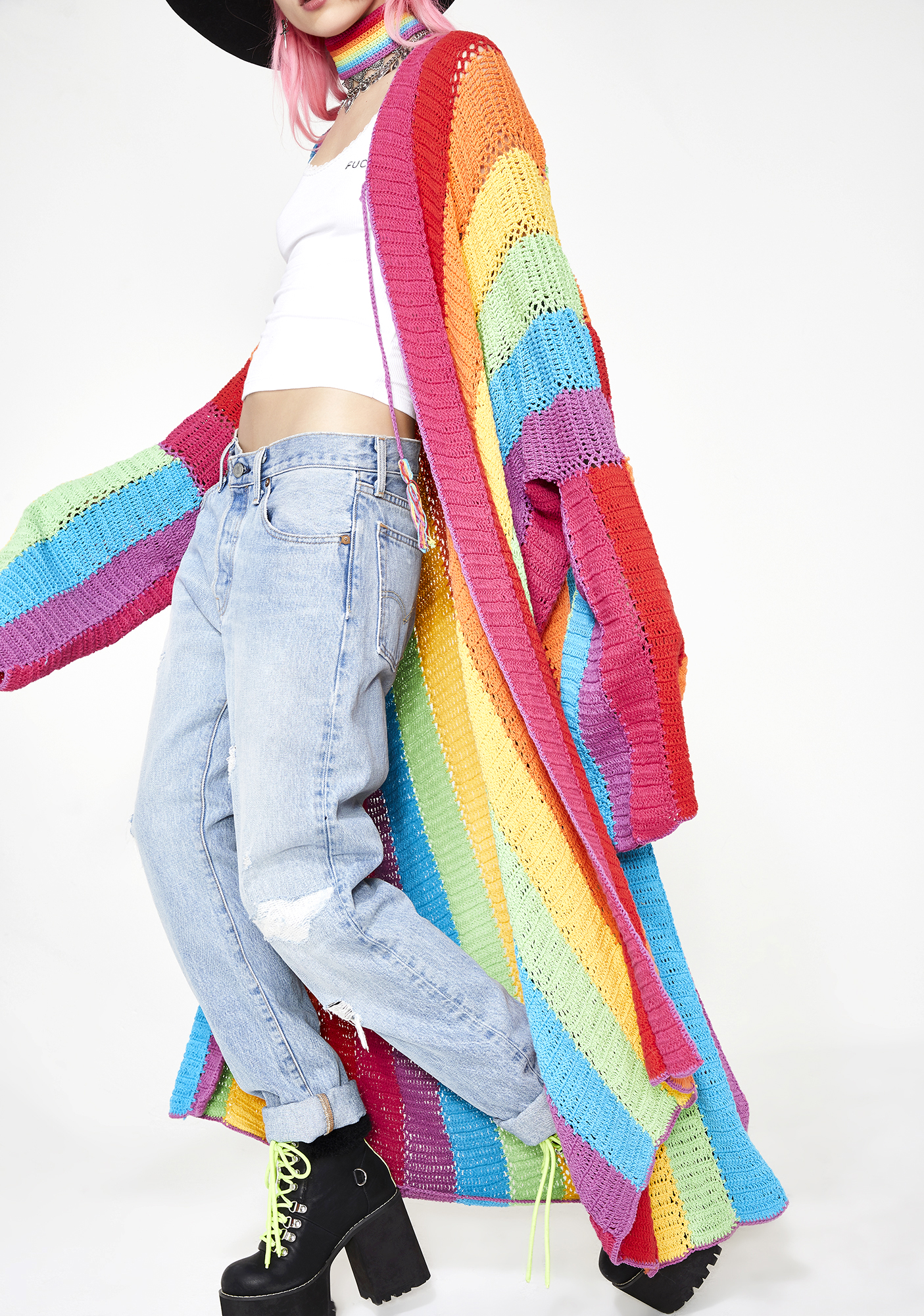 dolls kill rainbow cardigan