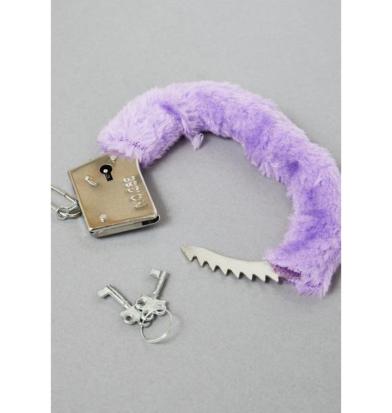 BDSM Faux Fur Handcuffs Purple Dolls Kill