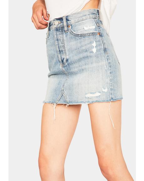 Denim Embroidered Heart Skirt | Dolls Kill