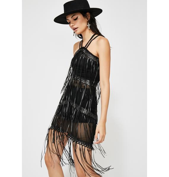 Black Fringe Sheer Dress | Dolls Kill