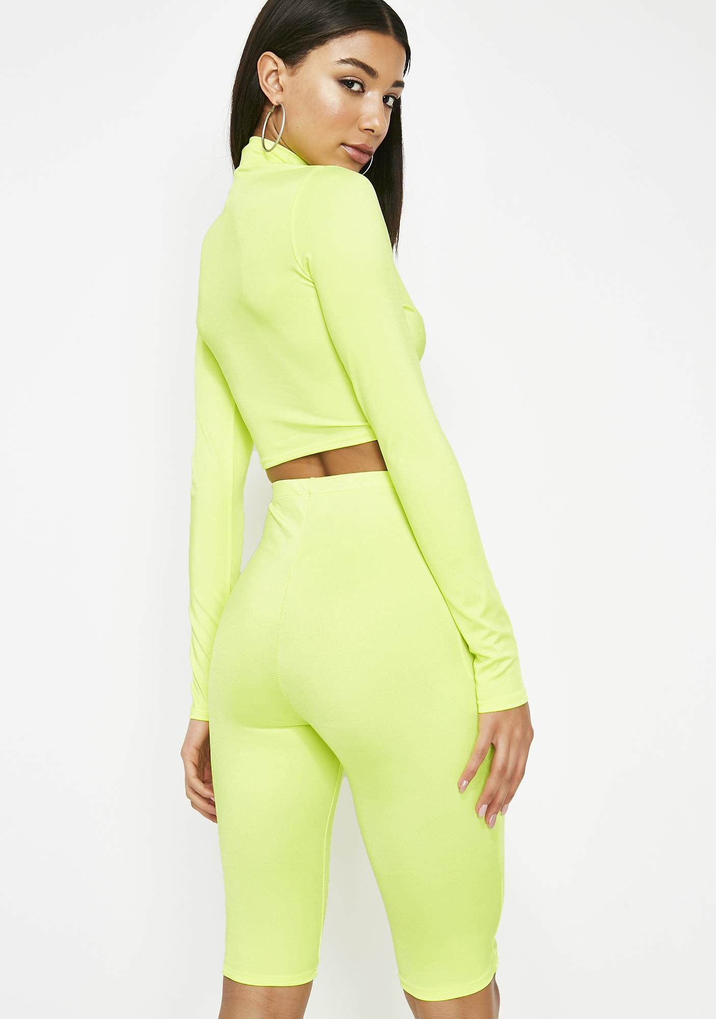 Neon Good Vibes Biker Shorts Set | Dolls Kill