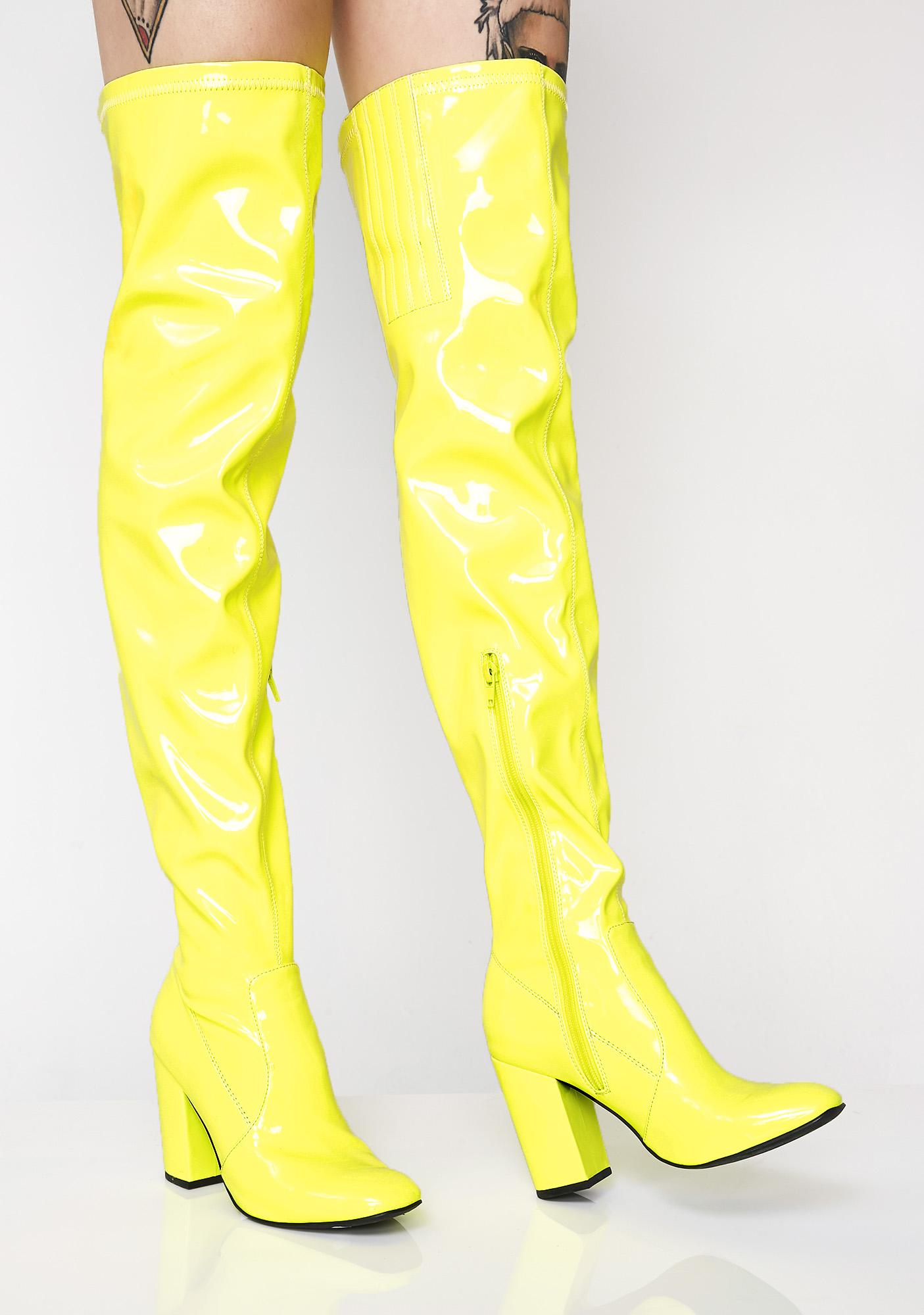 mustard yellow thigh high boots