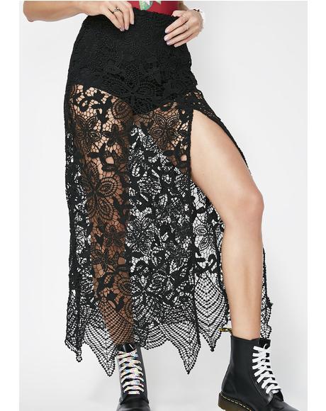 Black Maxi Lace Skirt with Slit | Dolls Kill