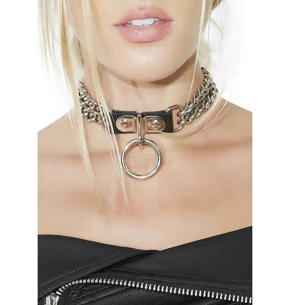 Double Chain O Ring Silver Choker Dolls Kill