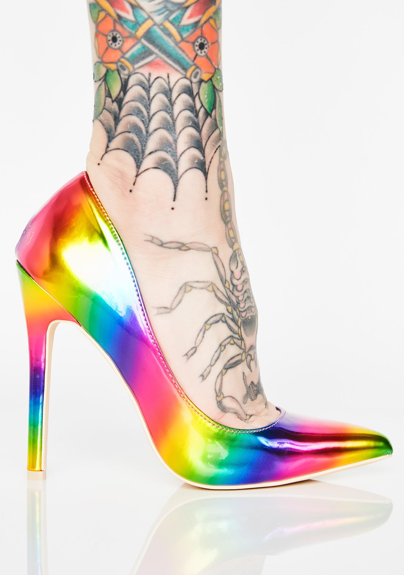 rainbow pumps high heels