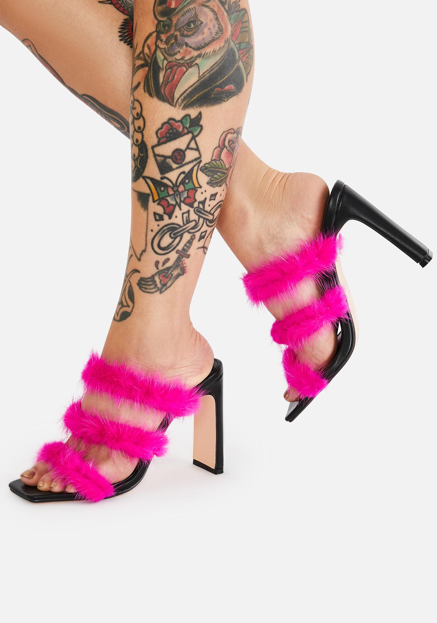 pink marabou heels