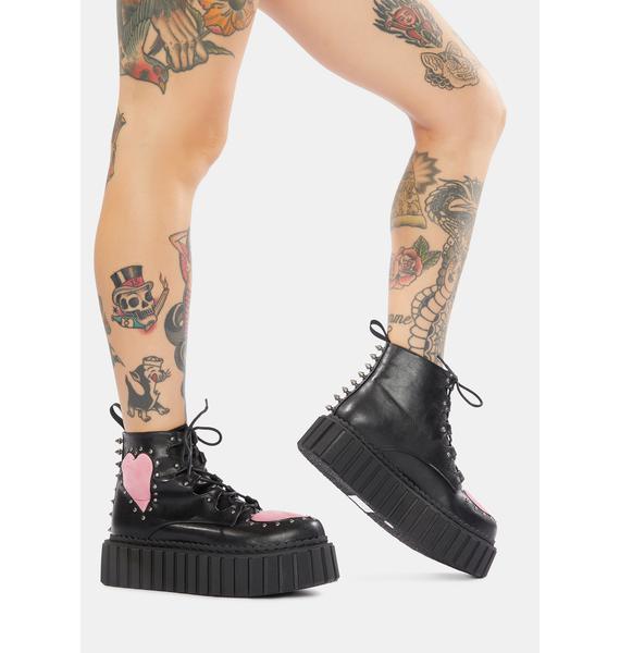 lamoda chunky heart heeled shoes