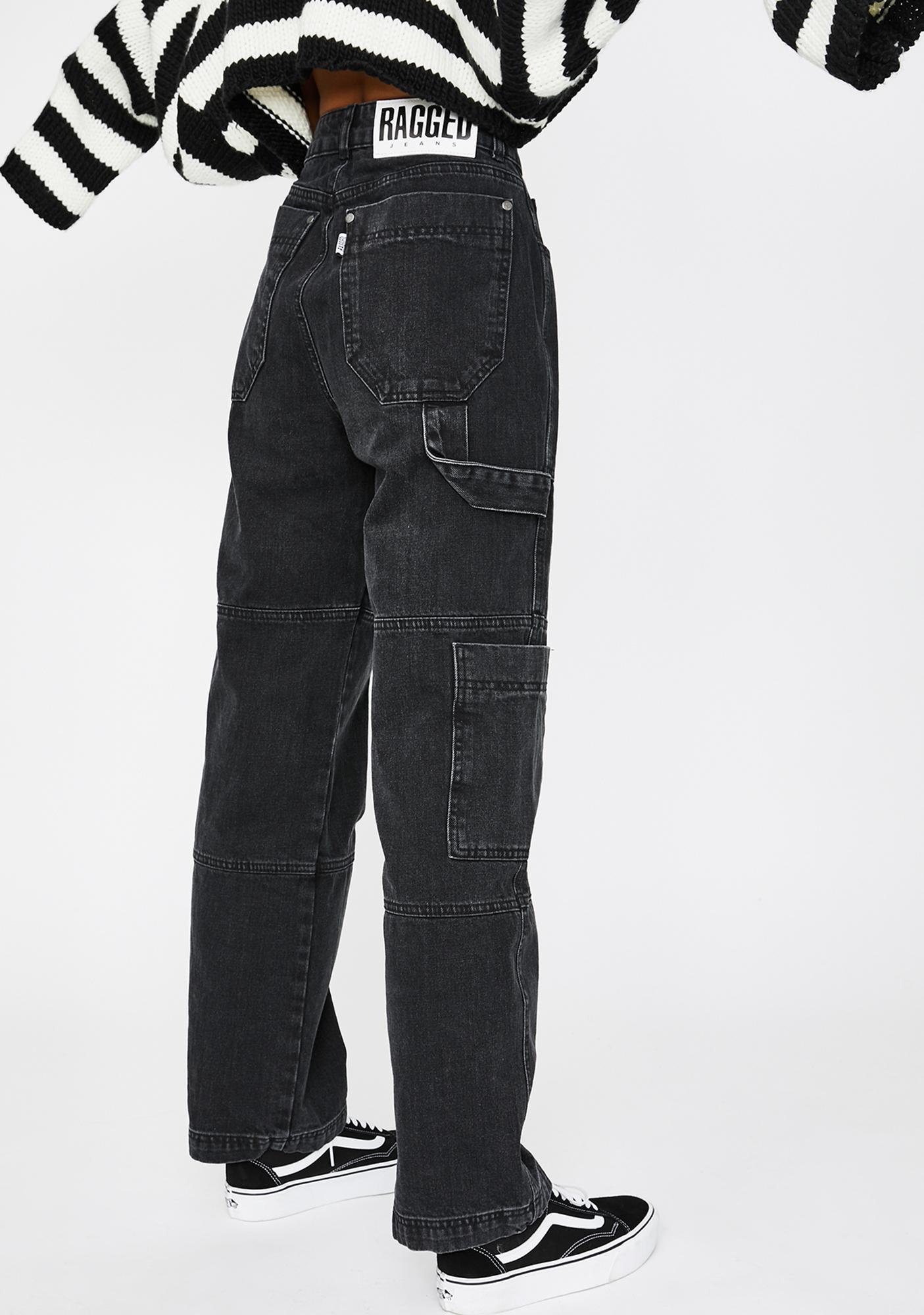 black ragged jeans