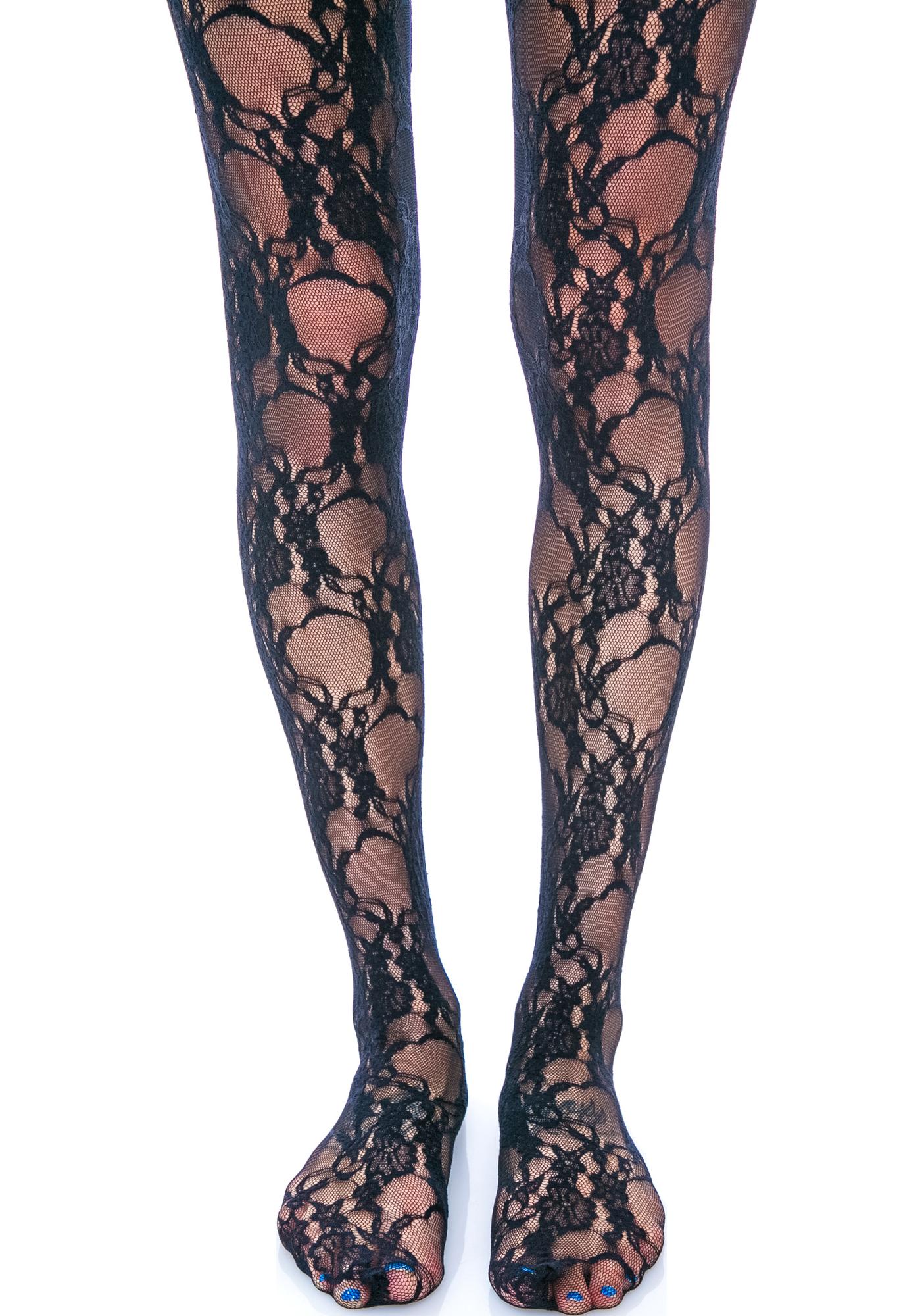 Fancy Floral Lace Pantyhose | Dolls Kill