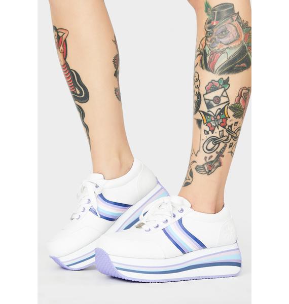 Delia's White Pastel Striped Chunky Platform Sneakers Dolls Kill