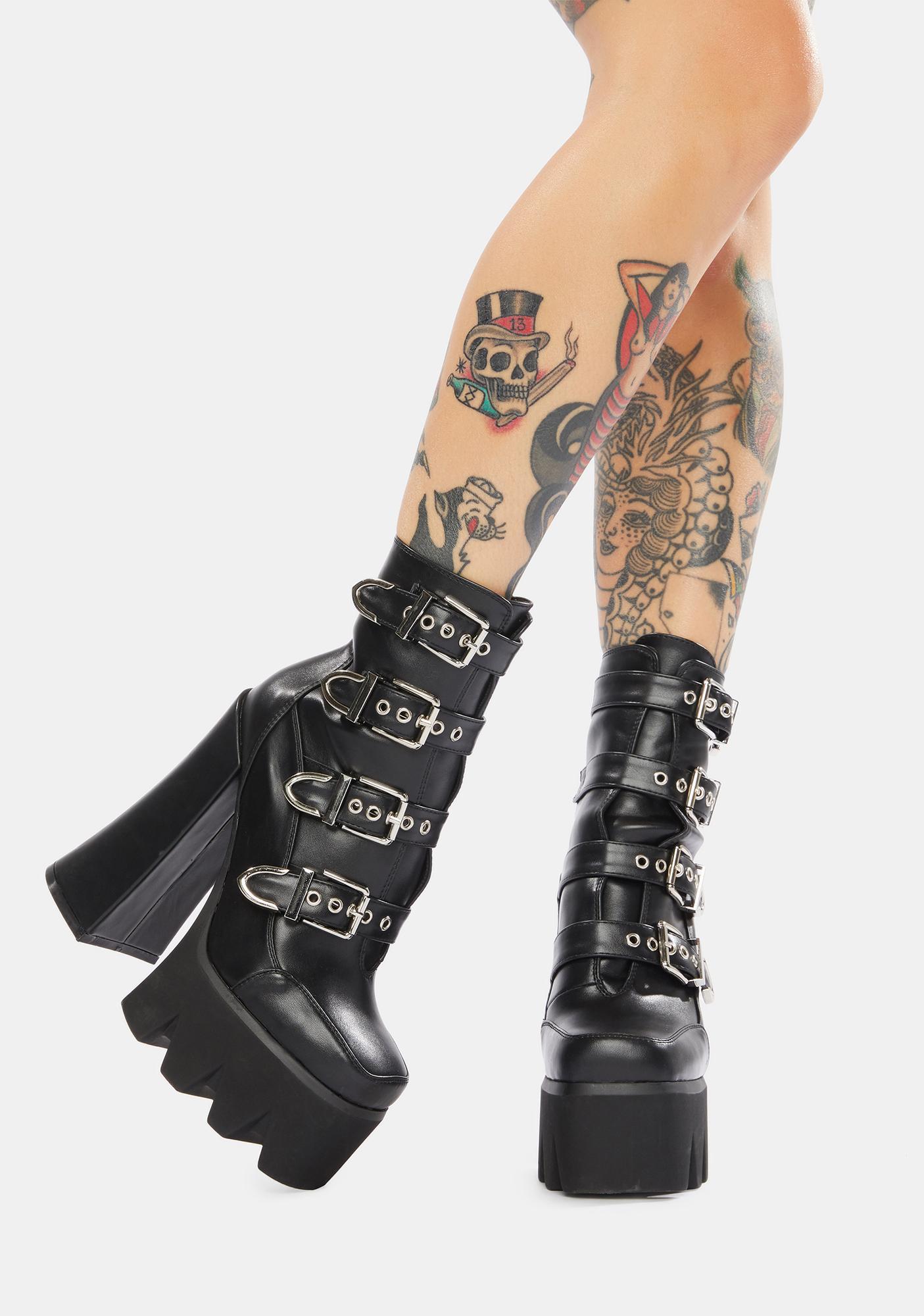 buckle platform boots