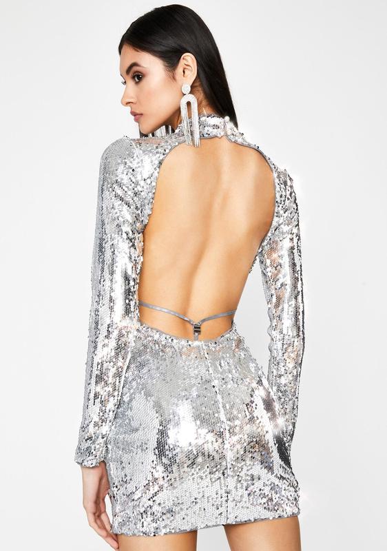 sequin open back dress