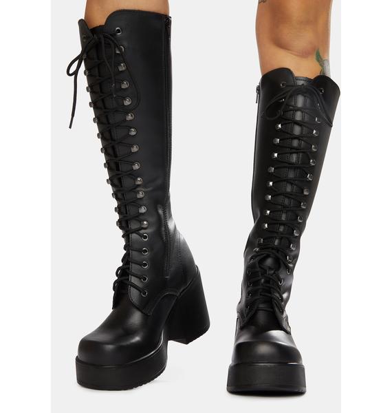 roc knee high lace up boots