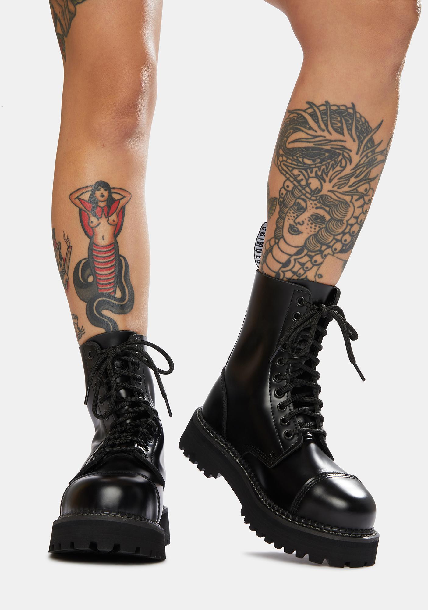 Grinders UK Bulldog CS 10 Eye Derby Boots Dolls Kill