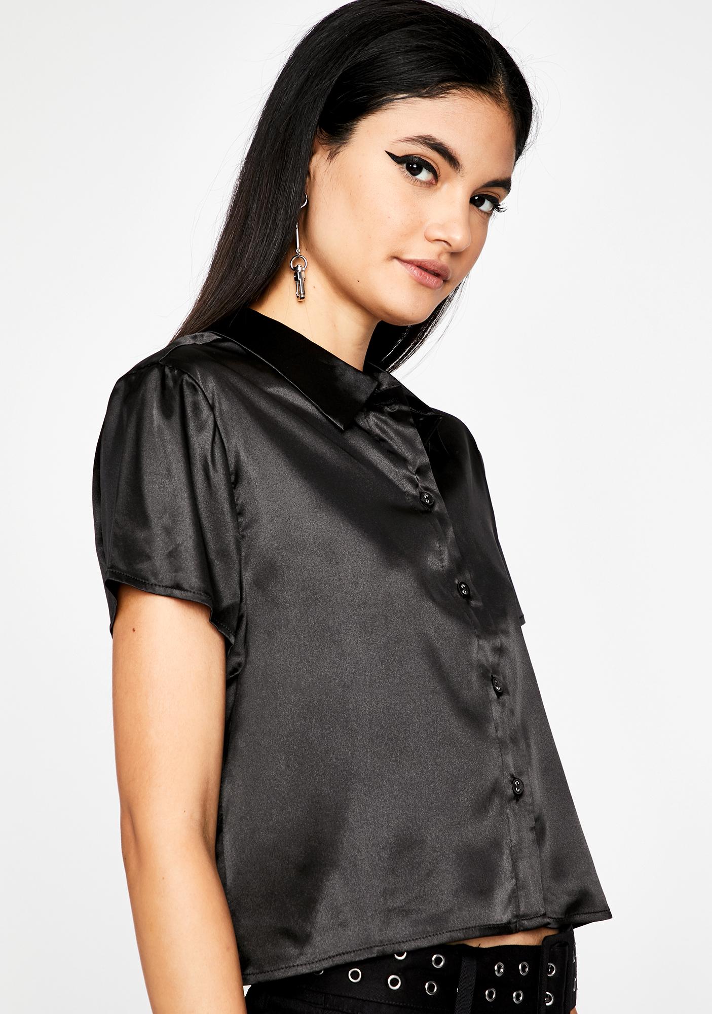 short sleeve satin blouse