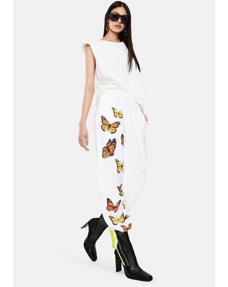 butterfly sweatpants white