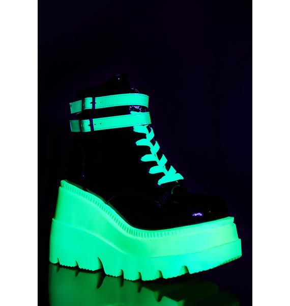 dark green platform boots