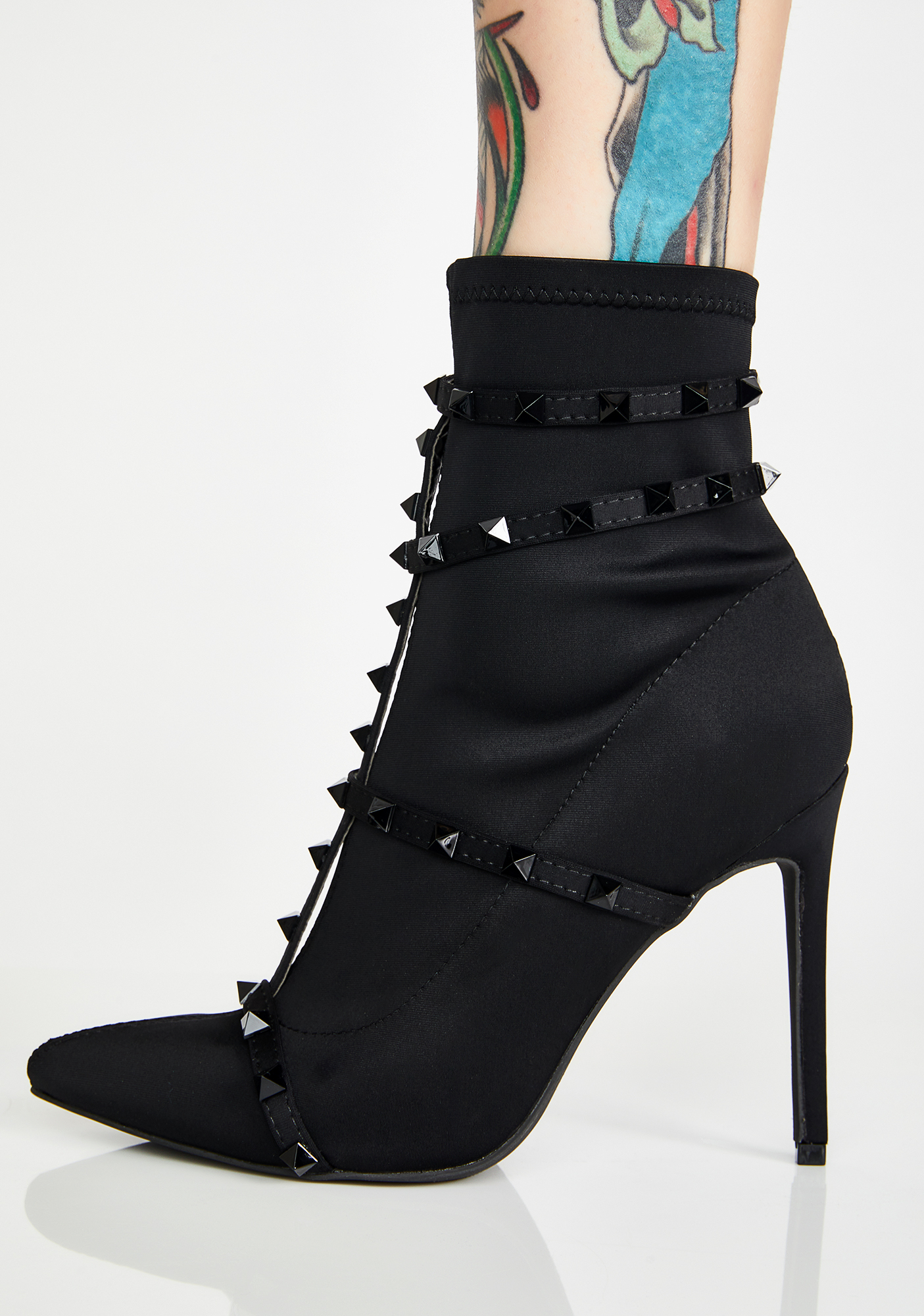 studded pointed toe booties