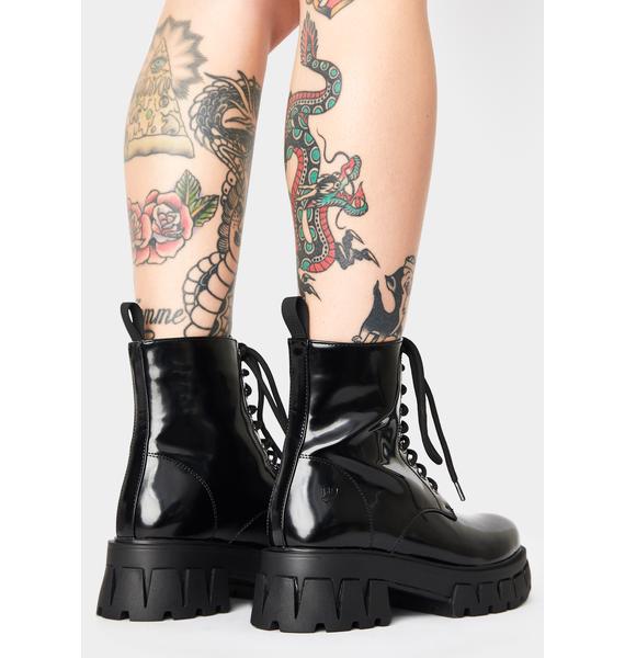 Koi Footwear Bright Shadow Patent Boots | Dolls Kill