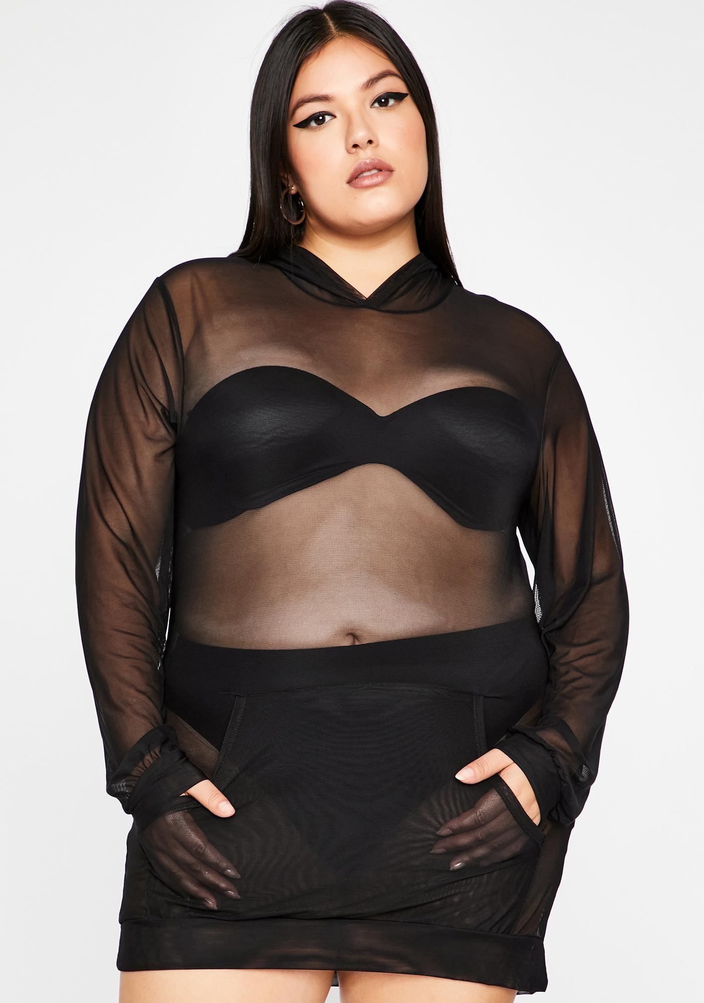plus size mesh hoodie
