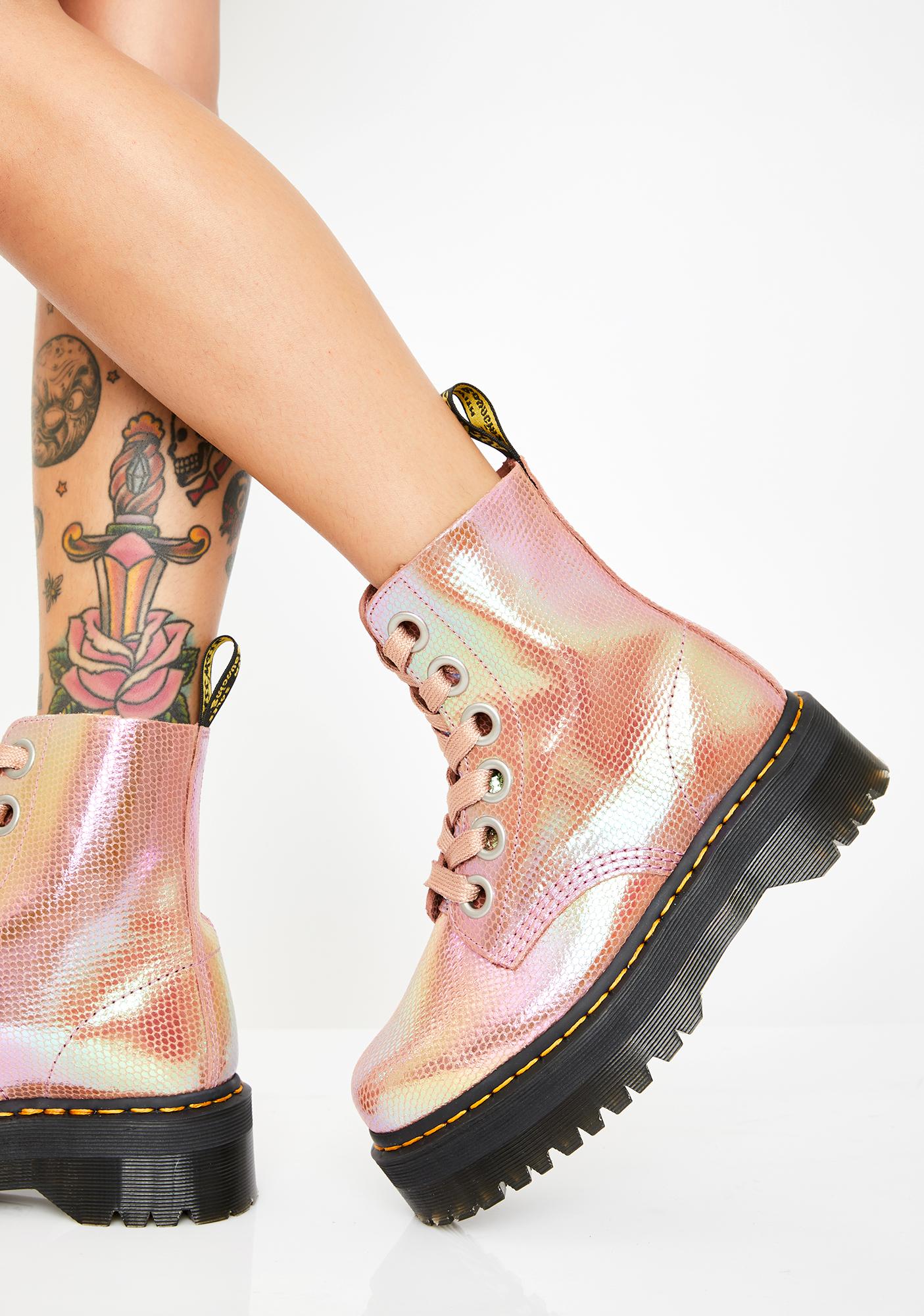 iridescent platform boots