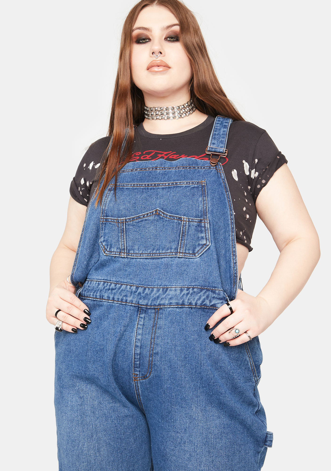Plus Size Relaxed Fit Denim Overalls - Blue | Dolls Kill