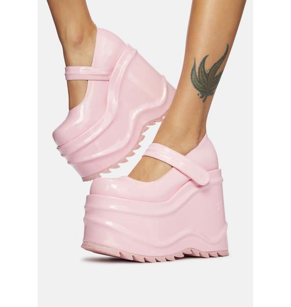 Demonia Pink Take A Risk Platform Mary Janes Dolls Kill