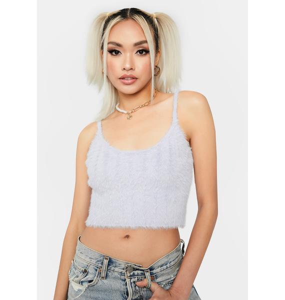 Ribbed Fuzzy Sweater Crop Top - Periwinkle Blue | Dolls Kill