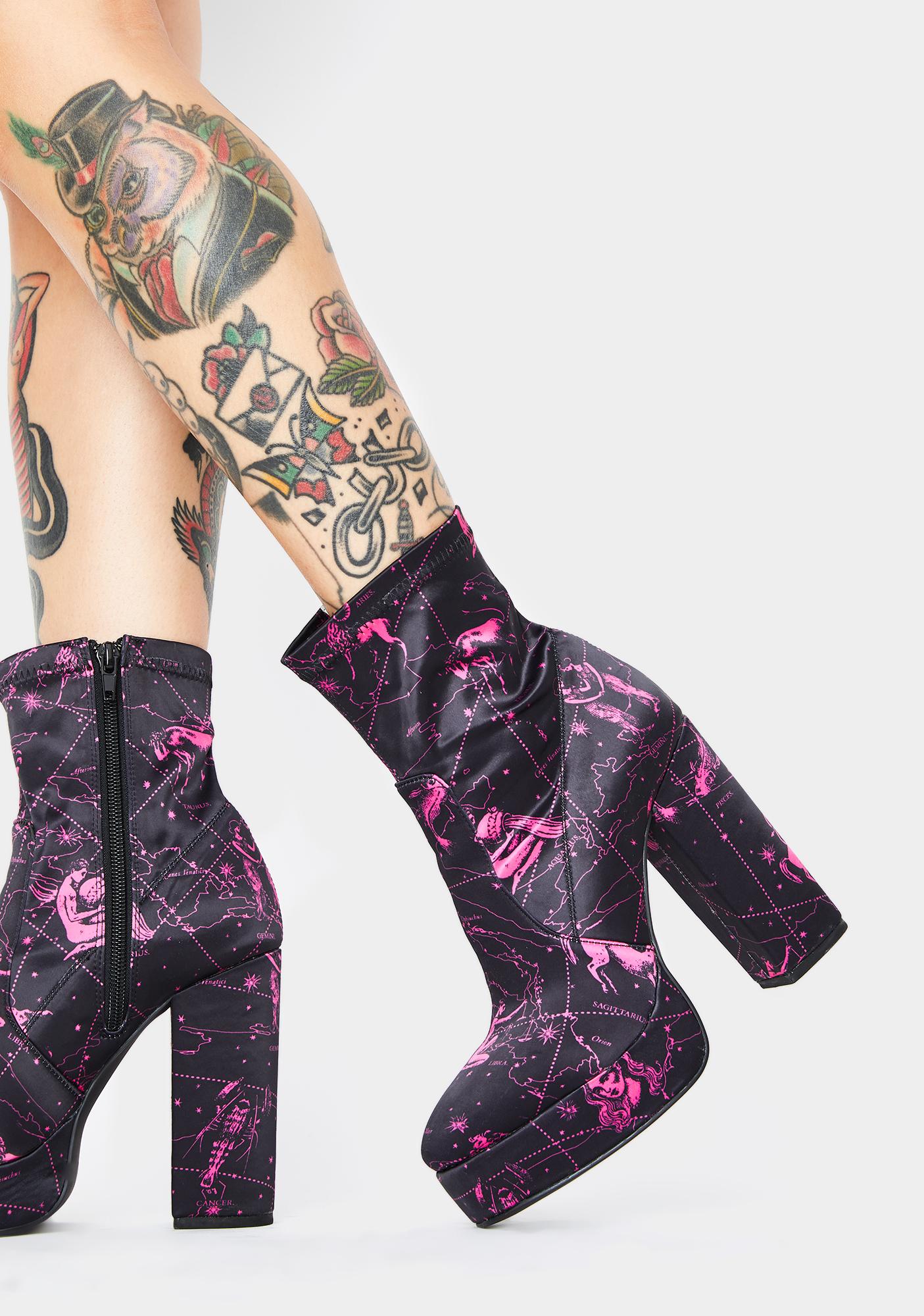 Horoscopez Sagittarius Celestial Platform Ankle Boots Dolls Kill