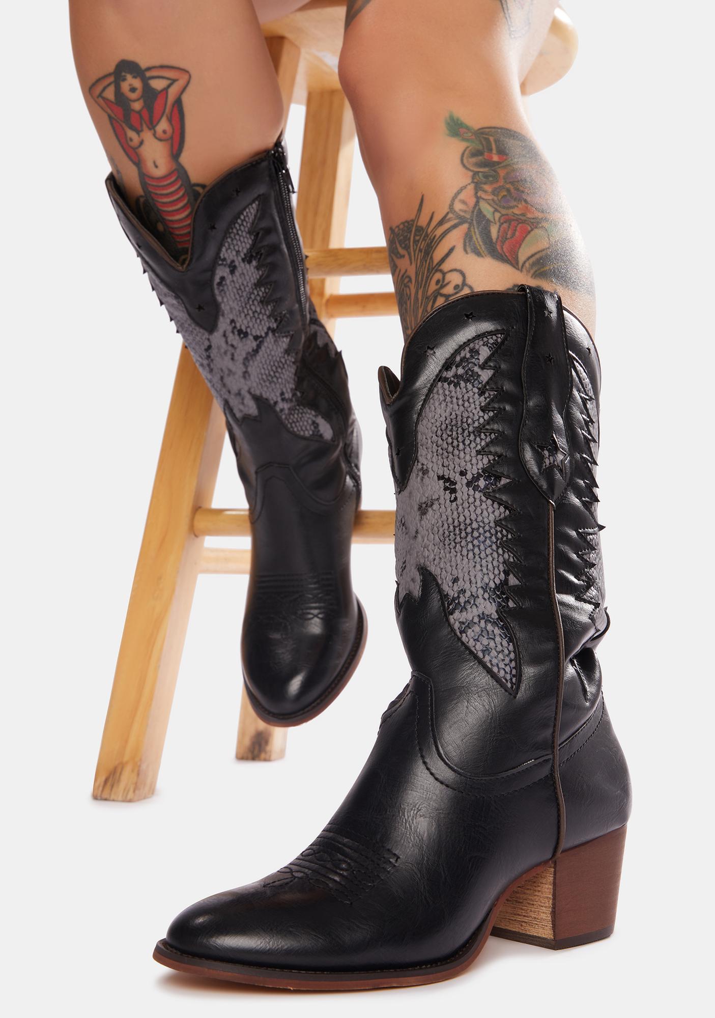 black snakeskin cowboy boots