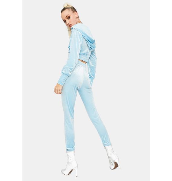 blue velvet jogger set