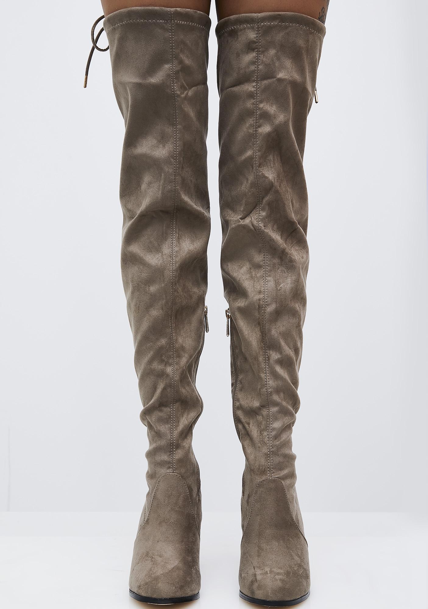 taupe thigh high boots