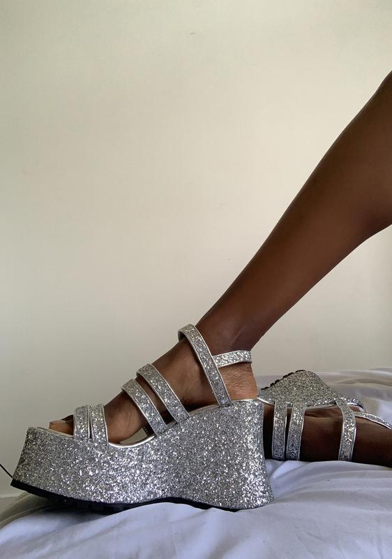 glitter platform sandals