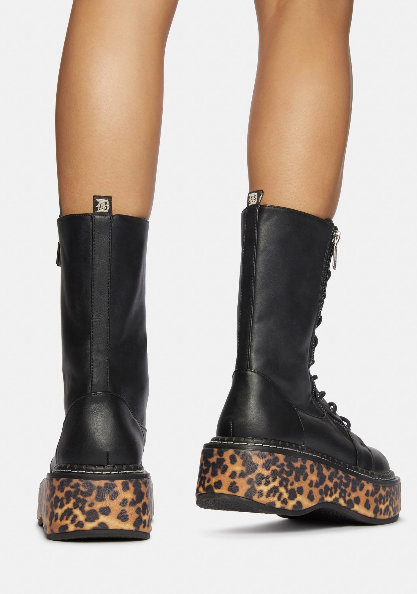 demonia tan fur boots