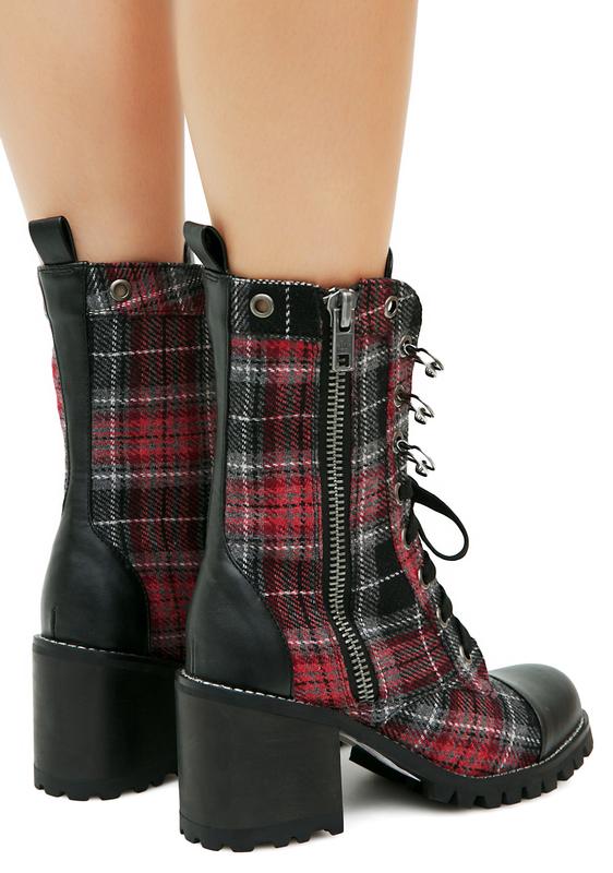 plaid combat boots