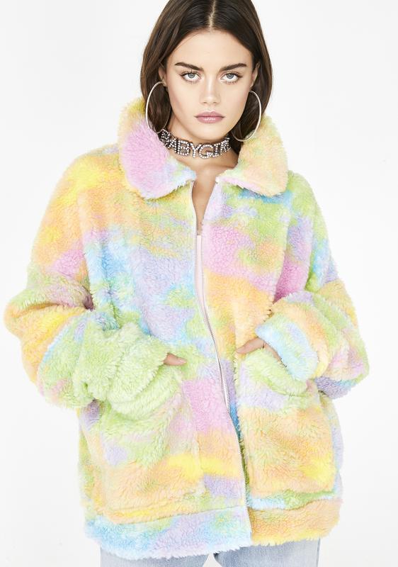 rainbow teddy coat