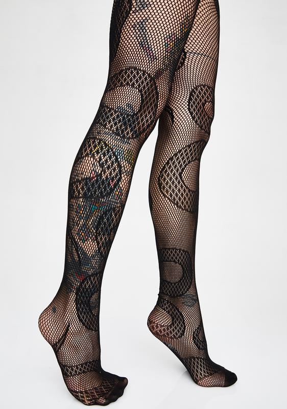snake fishnet tights
