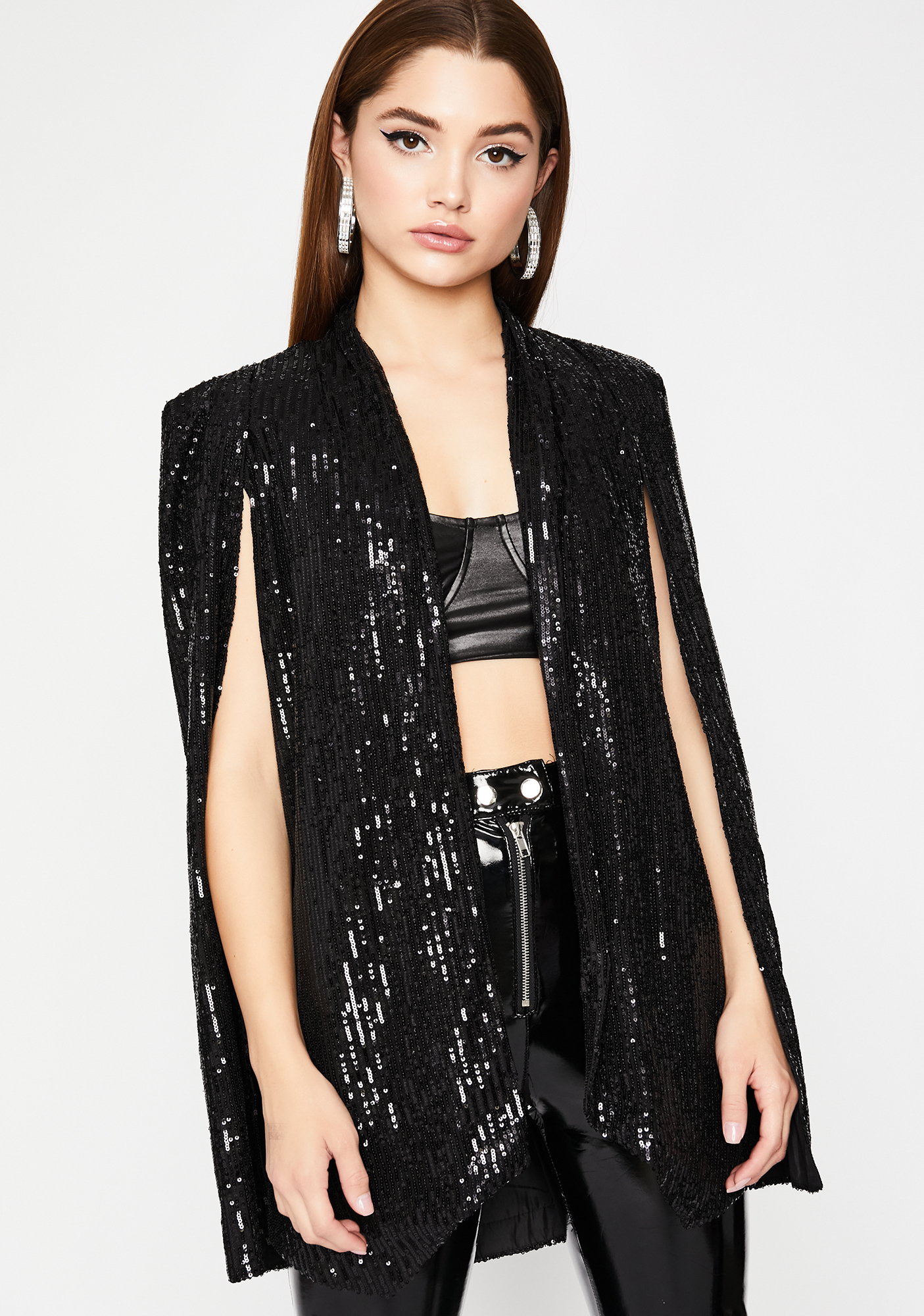 sequin cape blazer
