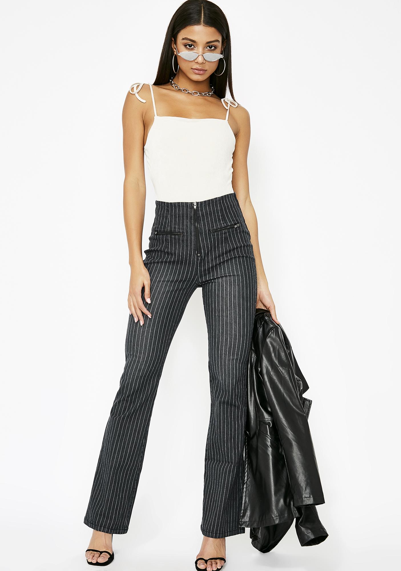 pinstripe black jeans