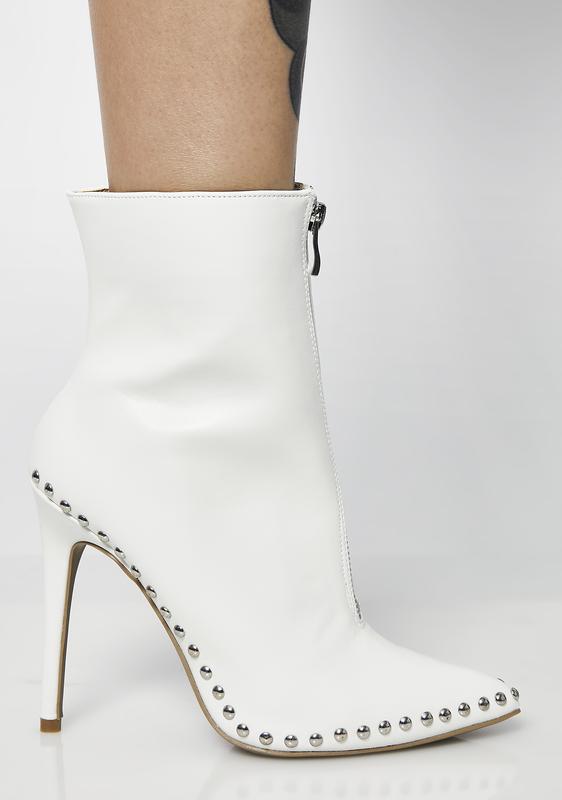 white studded ankle boots