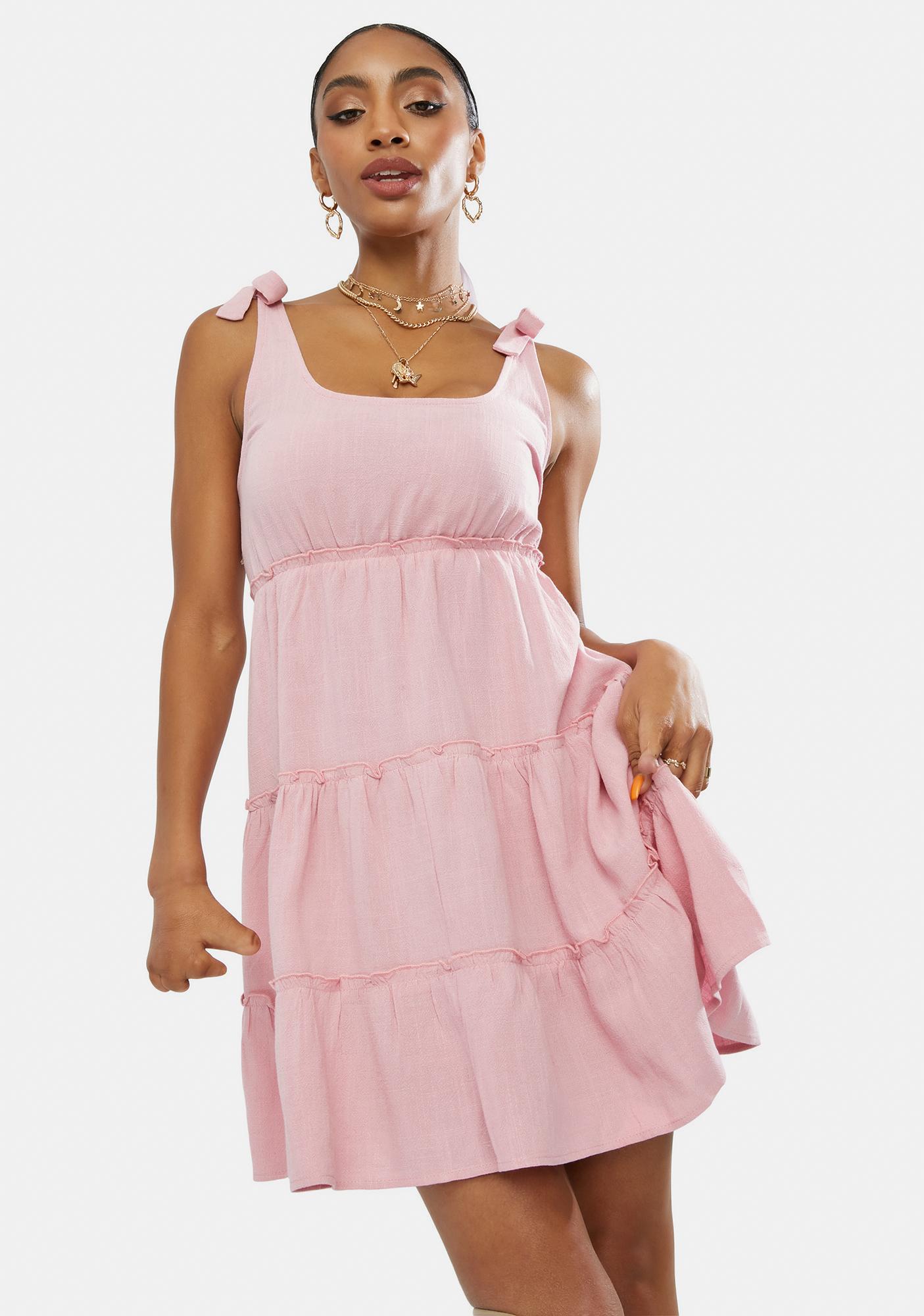 Pink tiered mini dress Clearance