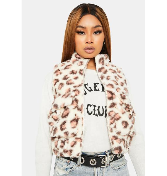 Download Leopard Print Faux Fur Mock Neck Vest - Pink | Dolls Kill