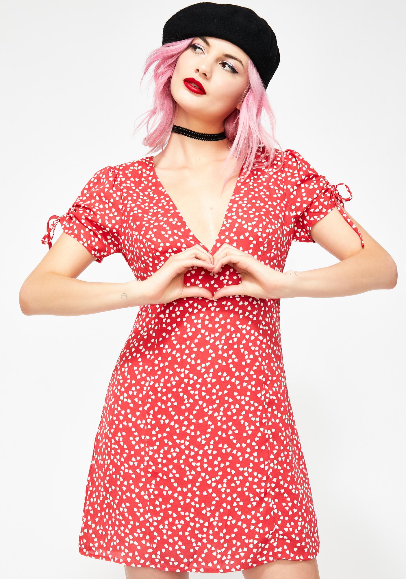 red heart print dress